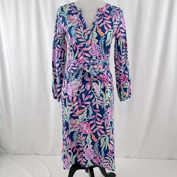 Lilly Pulitzer Kierna Knee Length Dress Oyster Bay Navy You’ve Been Spotted in S - Picture 2 of 11